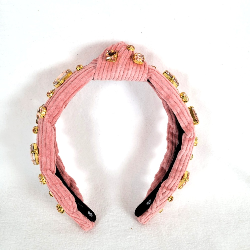 Lele Sadoughi Womens Crystal Corduroy Knotted Headband Size OS Blush Pink